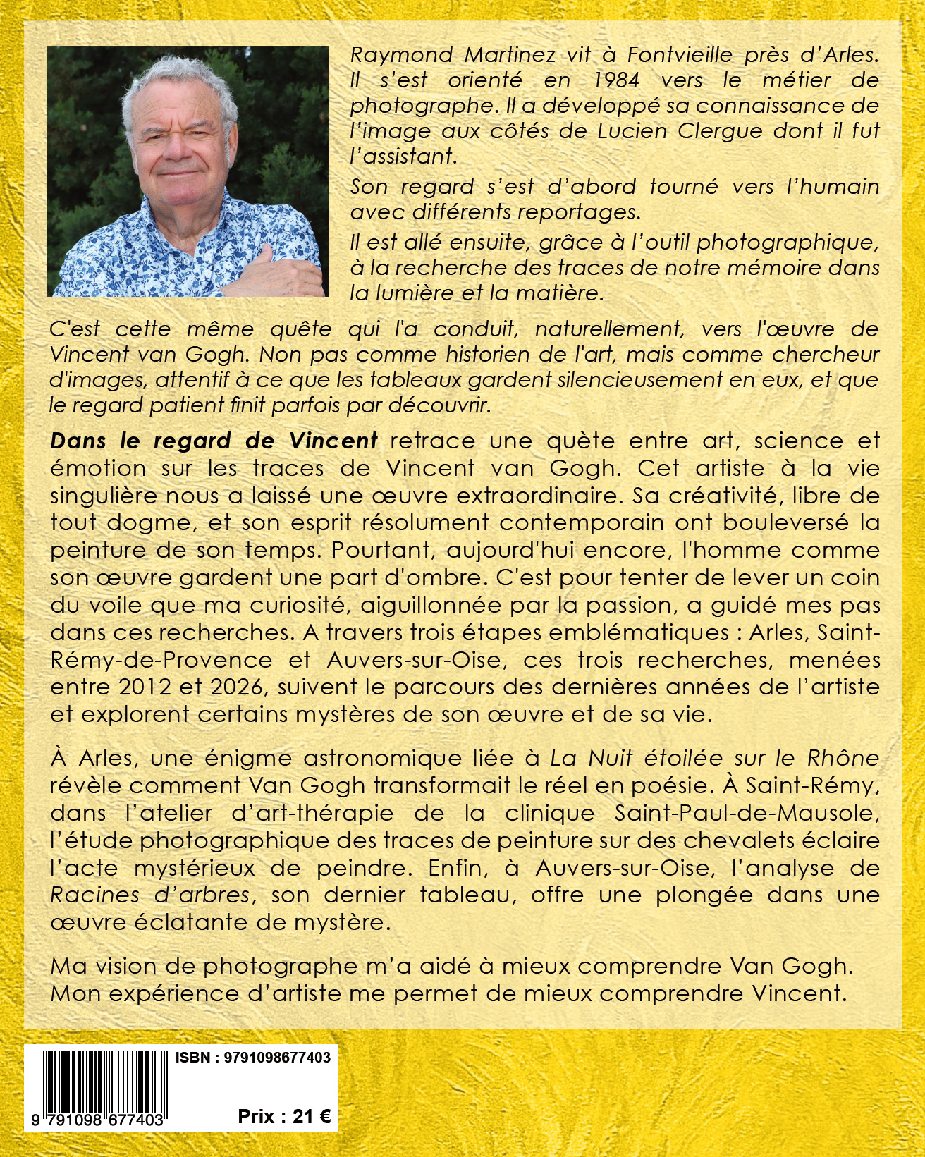 4ème de Couverture du livre sur les traces de Vincent